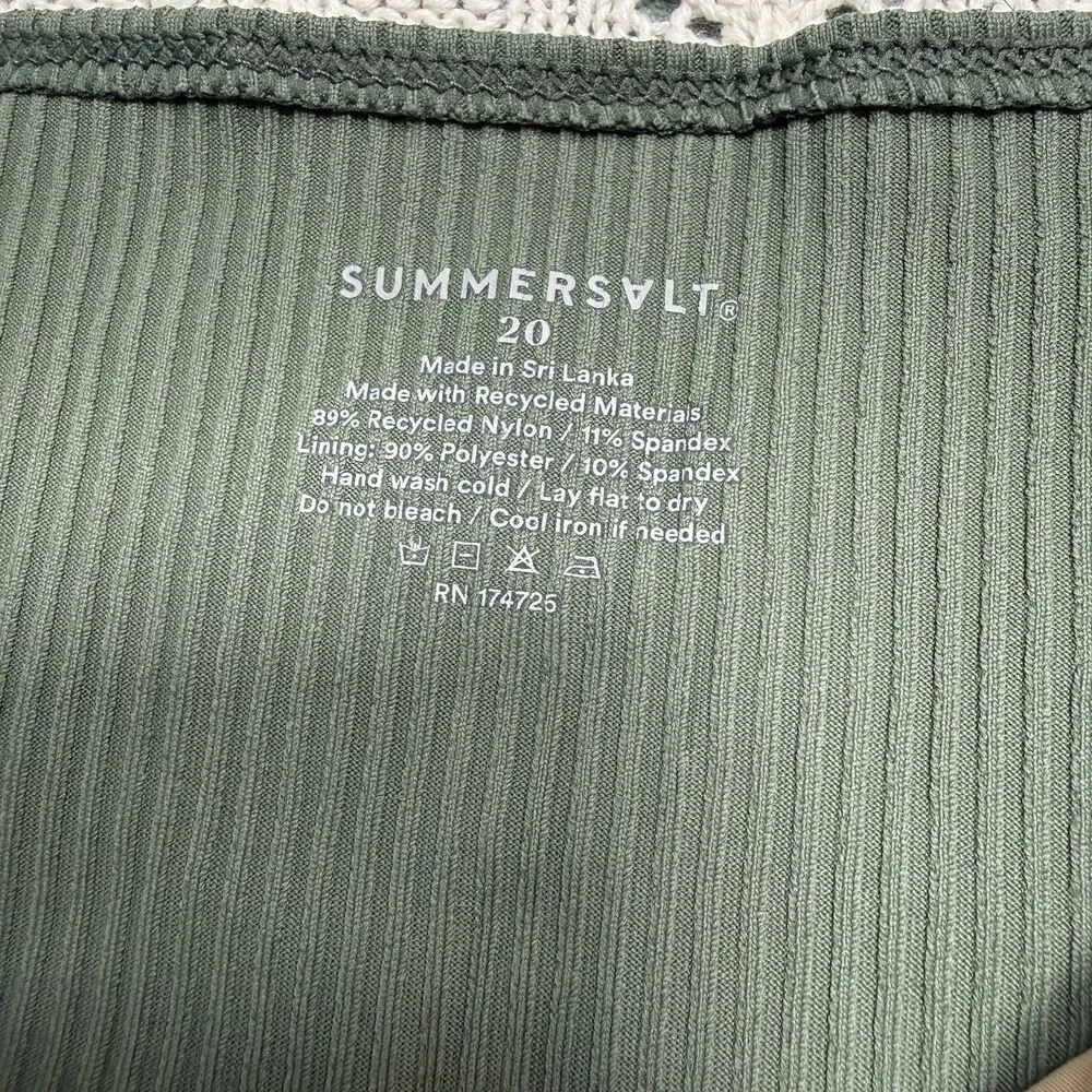 Summersalt Swimsuit Bikini Bottom Women's Sz 20 Fern Green Ribbed Wanderlust NWT